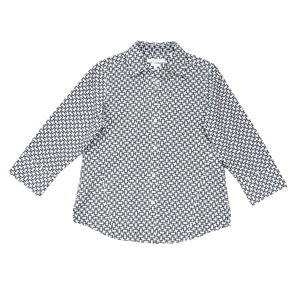 FoxCroft Easycare Button Up Top Womens Size M Black‎ White 3/4 Sleeve Business